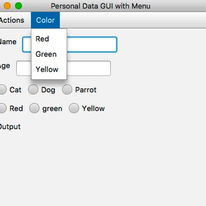 Use Menus to Process Simple Personal Data in JavaFX