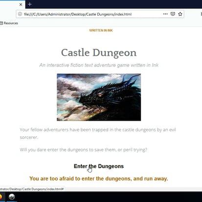 Create a text adventure game with Ink