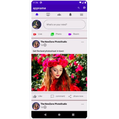 Design a Social Media UI in Android using Linear Layout
