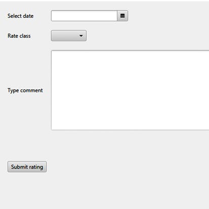 A simple course rater with JavaFX choice box and text area