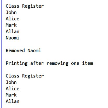 Create a simple name list using a Stack in Java