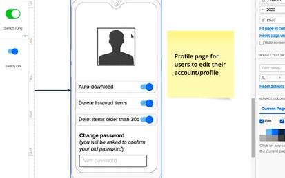 Design a mobile app interface with Moqups