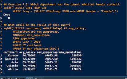 Manipulate R data frames using SQL in RStudio